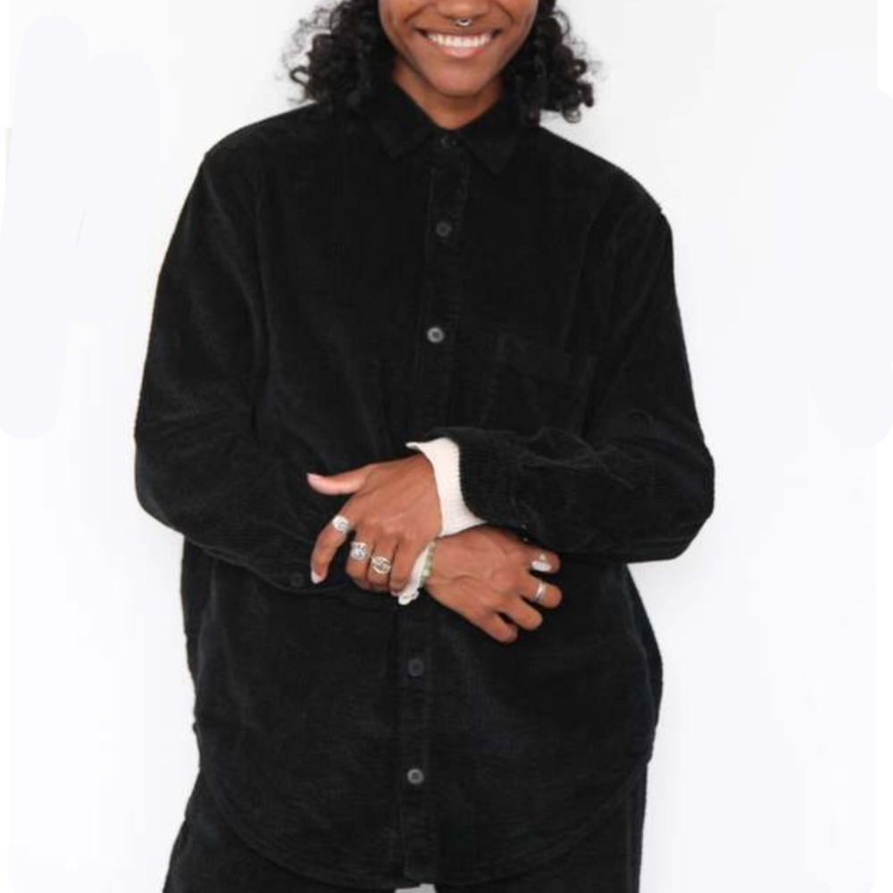 CP Shades Joss Wide Wale Corduroy Shirt In Black